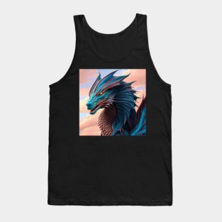 Intricate Copper and Blue Scaled Dragon Tank Top